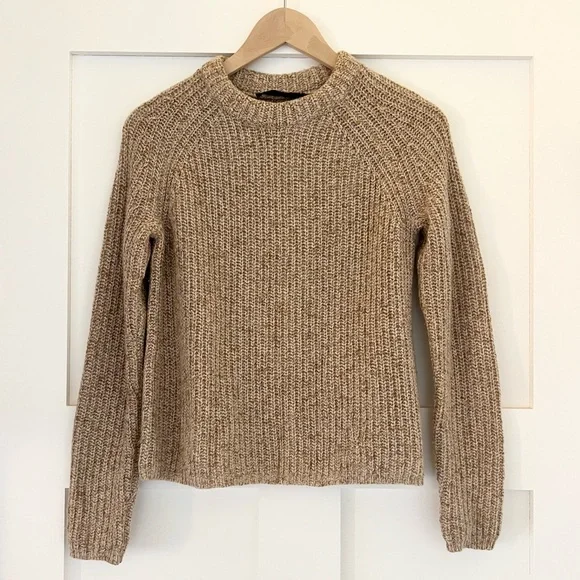 Jenni Kayne Recycled Cashmere Fisherman Sweater Marled Camel Size XS - Picture 1 of 7
